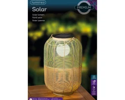 LED Solar Laterne, künstliche Korbweide grün-braun, 43cm, Outdoor, Lumineo