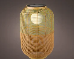 LED Solar Laterne, künstliche Korbweide grün-braun, 43cm, Outdoor, Lumineo