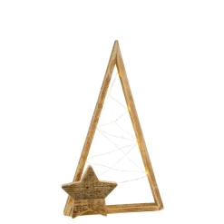 LED Tannenbaum Naturholz, schlichte Holztanne mit Holzstern, 30 LED, 77cm