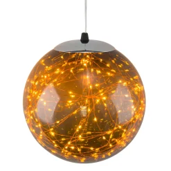 LED Weihnachtskugel Outdoor, braune Acrylkugel zum Hängen, Batteriebetrieb, 80LED's