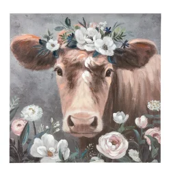 Leinwandbild Kuhmotiv Blumenkuh, 90x90cm, Gilde