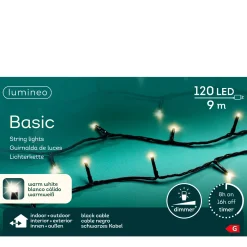Lichterkette basic, warmes weiß, 120 LED, 900cm, Outdoor, Lumineo