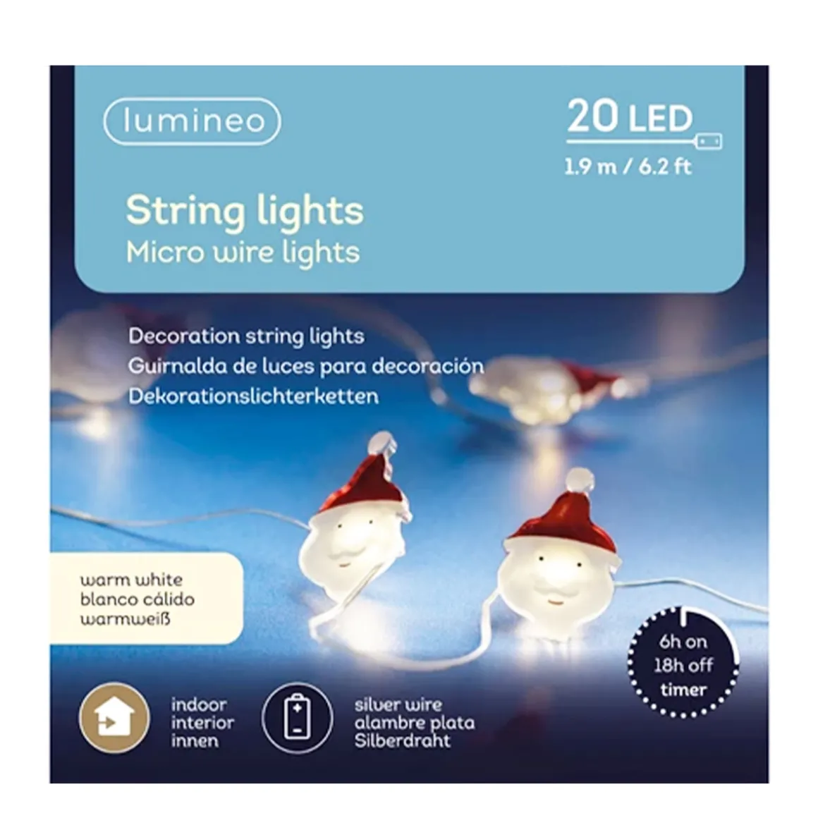 Lichterkette, Micro LED Deko Stangbeleuchtung, warmes weiß, 20 LED, 190cm, Lumineo