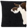 Loden Kissen mit Kuhfellapplikation anthrazit 52x52cm