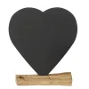 Metallherz auf Holzsockel, Kreidetafel Herz, 20cm, WMG Grünberger