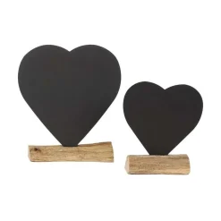 Metallherz auf Holzsockel, Kreidetafel Herz, 20cm, WMG Grünberger