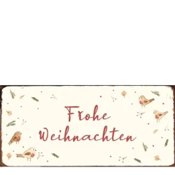 Metallschild Weihnachten mit Spruch, Schild Frohe Weihnachten, 7x15cm, Ib Laursen