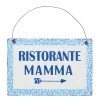Metallschild mit Spruch: Ristorante Mamma, Schild Capri blau, Hänger, Boltze Home Collections