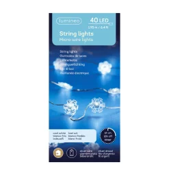 Micro LED Strangbeleuchtung Flocken, kaltes weiß, 40St, 195cm, Batteriebetrieb, Lumineo