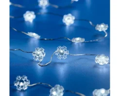 Micro LED Strangbeleuchtung Flocken, kaltes weiß, 40St, 195cm, Batteriebetrieb, Lumineo