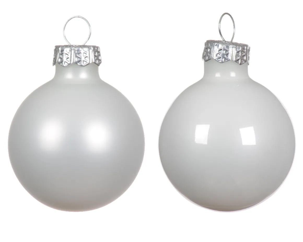 Mini Weihnachtsbaumkugeln aus Glas, winterweiß emaille/matt, Ø3,5cm, 16St/Box, Decoris