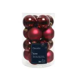 Mini Weihnachtsbaumkugeln aus Glas, ochsenblut glanz/matt, Ø3,5cm, 16St/Box, Decoris