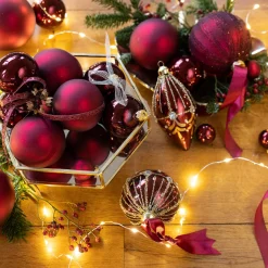 Mini Weihnachtsbaumkugeln aus Glas, ochsenblut glanz/matt, Ø3,5cm, 16St/Box, Decoris