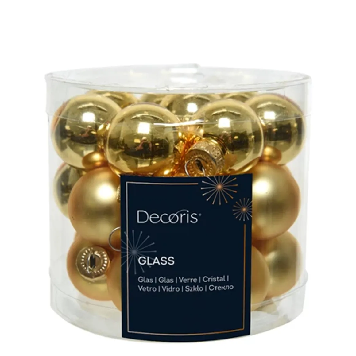 Mini Weihnachtsbaumkugeln aus Glas, gold glanz/matt, Ø2,5cm, 24St/Box, Decoris