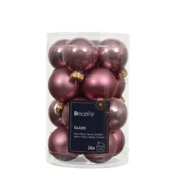 Mini Weihnachtsbaumkugeln aus Glas, altpink glanz/matt, Ø3,5cm, 16St/Box, Decoris