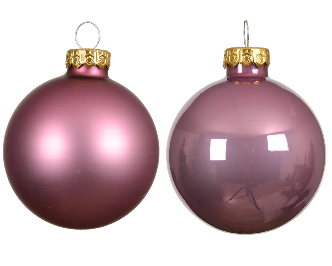 Mini Weihnachtsbaumkugeln aus Glas, altpink glanz/matt, Ø3,5cm, 16St/Box, Decoris