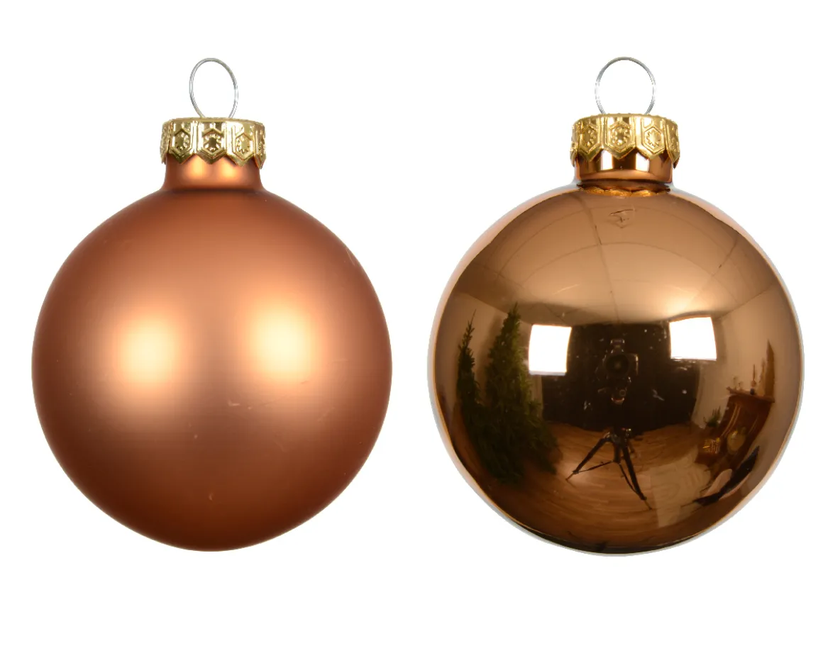 Mini Weihnachtsbaumkugeln aus Glas, brandy glanz/matt, Ø3,5cm, 16St/Box, Decoris