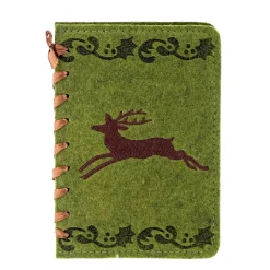 Notizbuch Hirsch, Büchlein aus Filz mit springendem Hirsch, 11x15cm, Gerrys Garden