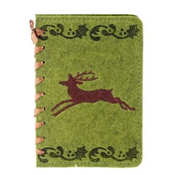 Notizbuch Hirsch, Büchlein aus Filz mit springendem Hirsch, 11x15cm, Gerrys Garden