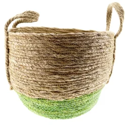 Pflanzkorb Seegras Natur, Übertopf natur/grün, 21x28cm, Naturkorb
