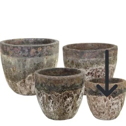 Pflanztopf Outdoor, Keramik Übertopf rund, braun-schwarz, 22x18cm, DIJK Natural Collections