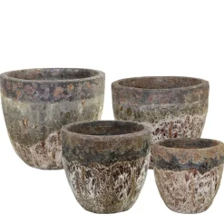 Pflanztopf Outdoor, Keramik Übertopf rund, braun-schwarz, 29x25cm, DIJK Natural Collections