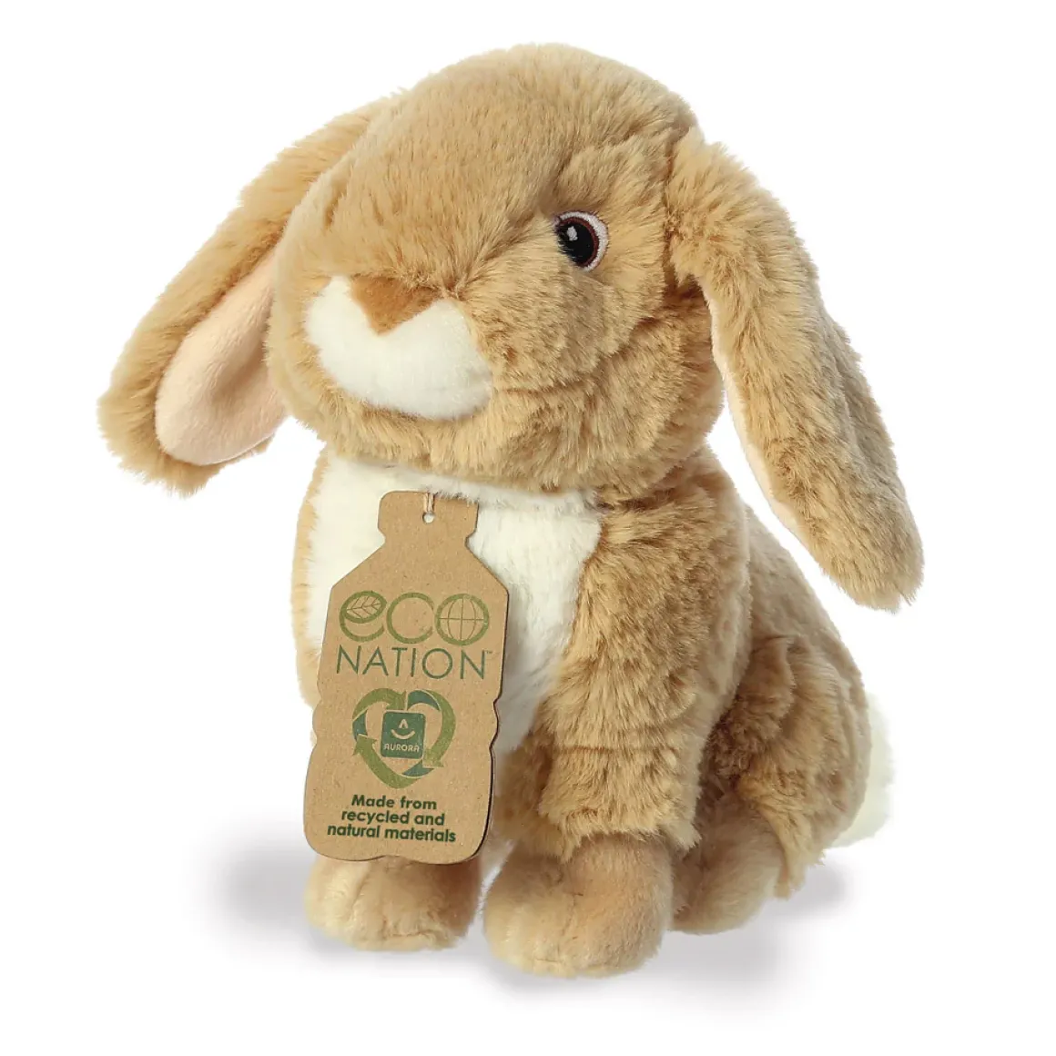 Plüsch Hase, Häschen braun-weiß, Eco Nation, 23cm, Aurora World