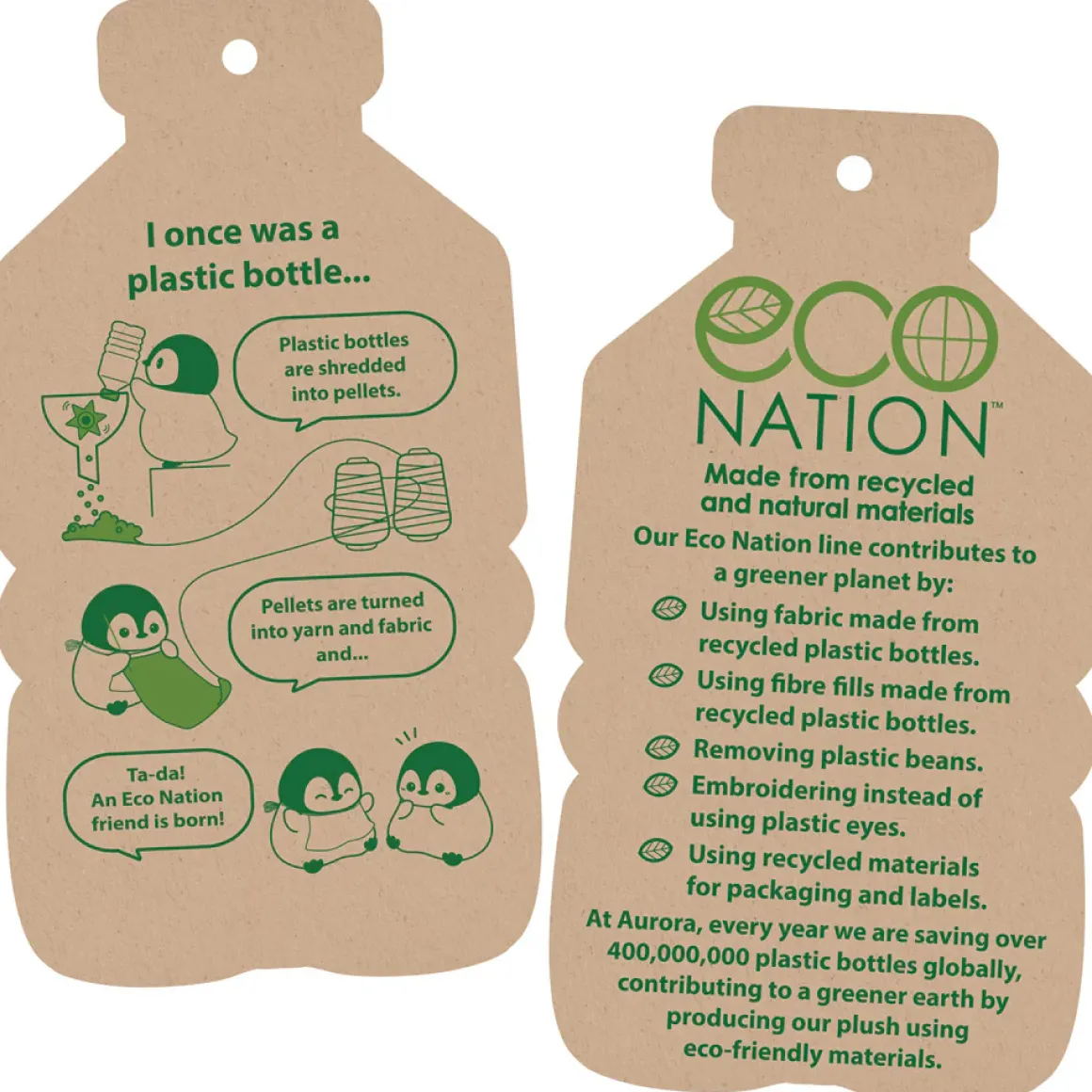 Plüsch Hase, Häschen braun-weiß, Eco Nation, 23cm, Aurora World