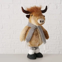 Plüsch Hochlandrind Buffy braun mit Teleskopbeine, ausziehbar bis 67cm, Boltze Home Collection