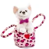 Plüsch Hund, Chihuahua in der Tasche, weiß, 17cm, Uni Toys