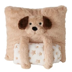 Plüsch Kissen Hund Noah, kuscheliges Hundekissen mit einsteckbarer Plüsch-Sternen-Decke, Boltze Home Collections