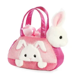 Plüsch Tasche mit Hase, weiß-pink, Fancy Pals, 20cm, Aurora World