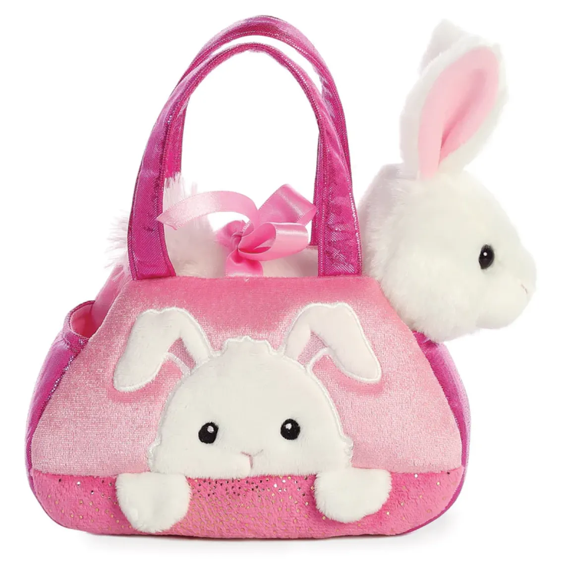 Plüsch Tasche mit Hase, weiß-pink, Fancy Pals, 20cm, Aurora World