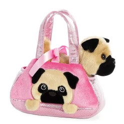 Plüsch Tasche mit Stofftier, Mops, beige-schwarz, Fancy Pals, 20cm, Aurora World
