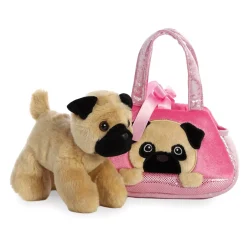 Plüsch Tasche mit Stofftier, Mops, beige-schwarz, Fancy Pals, 20cm, Aurora World