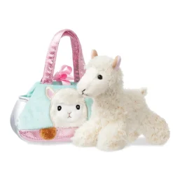 Plüsch Tasche mit Stofftier Alpaka weiß, Fancy Pals, Peek-a-Boo, 20cm, Aurora World
