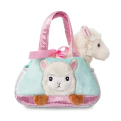 Plüsch Tasche mit Stofftier Alpaka weiß, Fancy Pals, Peek-a-Boo, 20cm, Aurora World
