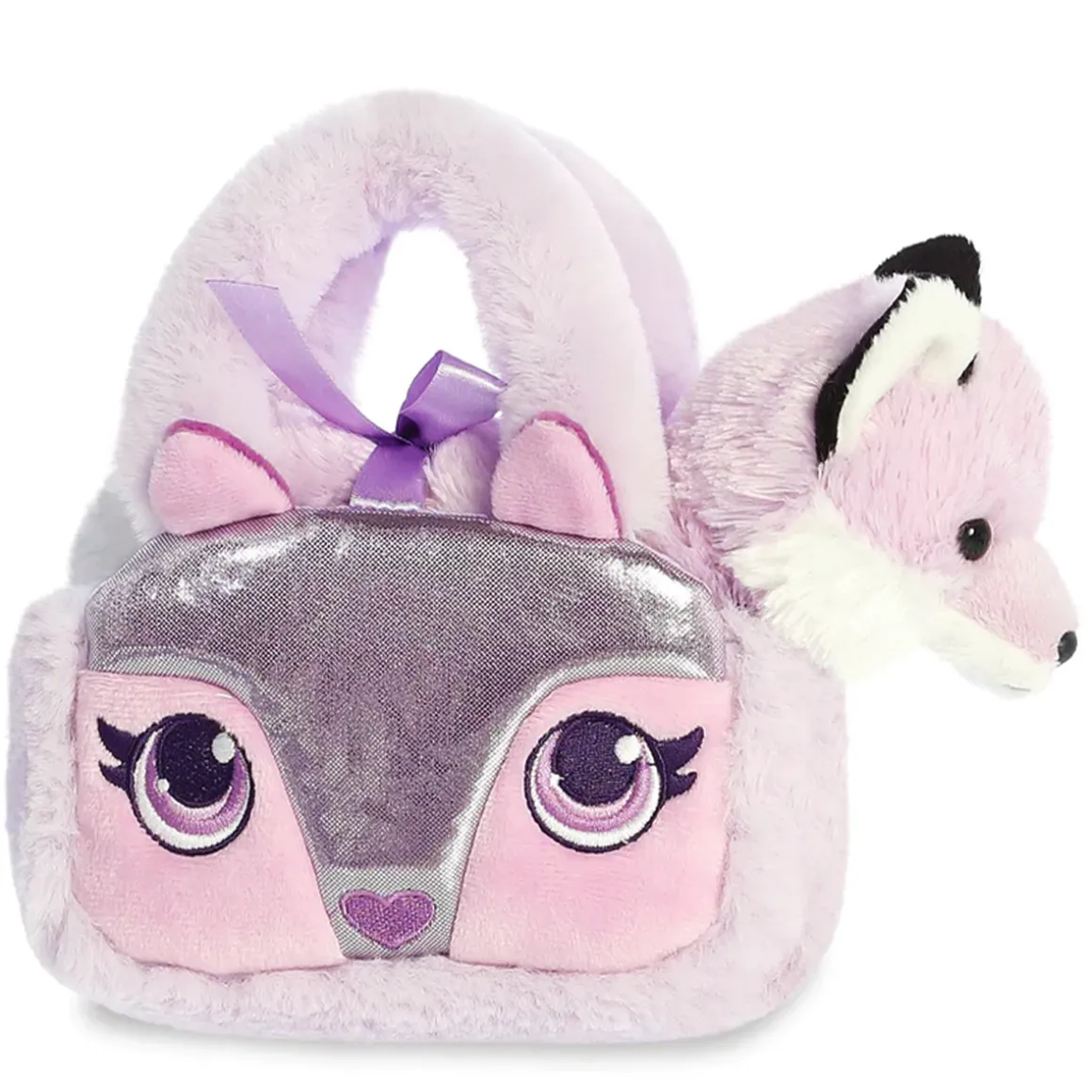 Plüsch Tasche mit Stofftier Fuchs rosa-weiß, Fancy Pals, 20cm, Aurora World