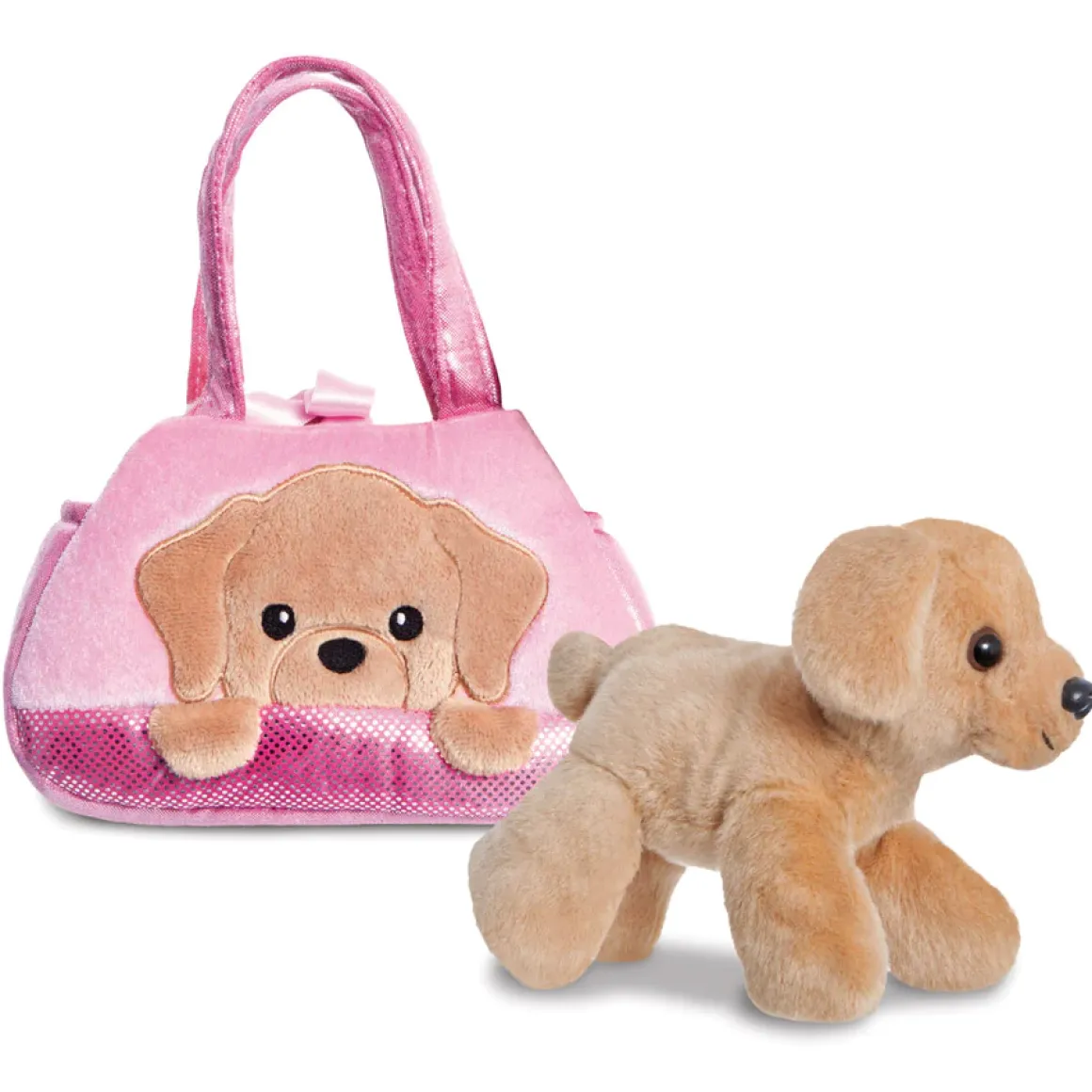 Plüsch Tasche mit Stofftier Hund, Labrador braun, Fancy Pals, Peek-a-Boo, 20cm, Aurora World