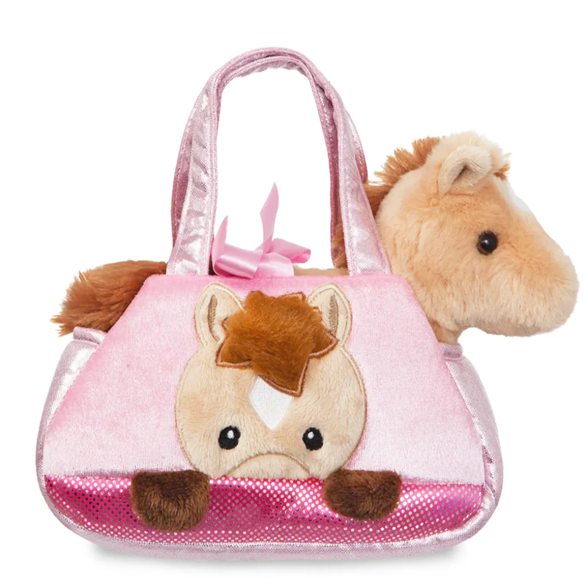 Plüsch Tasche mit Stofftier Pferd, Ponny braun, Fancy Pals, Peek-a-Boo, 20cm, Aurora World