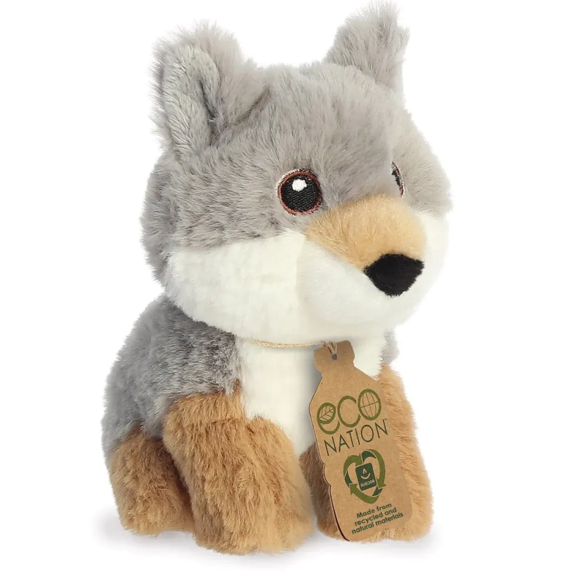 Plüsch Wolf, Mini Wolf grau, Eco Nation, 13cm, Aurora World