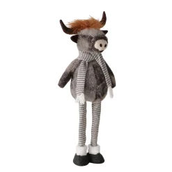 Plüsch Hochlandrind Buffy grau mit Teleskopbeine, ausziehbar bis 67cm, Boltze Home Collection