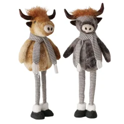 Plüsch Hochlandrind Buffy grau mit Teleskopbeine, ausziehbar bis 67cm, Boltze Home Collection