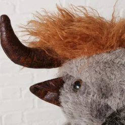 Plüsch Hochlandrind Buffy, Türstopper, kleiner grauer Büffel sitzend, 37cm, Boltze Home Collection