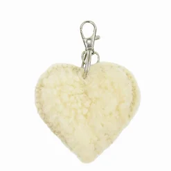 Schaffell Schlüsselanhänger Herz, Plüschherz creme, 6x6cm, Mars & More