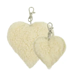 Schaffell Schlüsselanhänger Herz, Plüschherz creme, 10x10cm, Mars & More