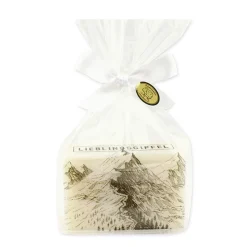 Schafmilchseife Lieblingsgifel eckig, mit Berg- Wanderweg Motiv, 150g, in Cello, Florex