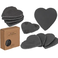 Schieferuntersetzer Herz, Untersetzer in Herzform, Set/4, 10x10cm
