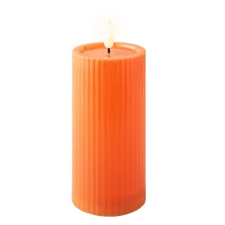 Solar Kerze orange, Kerze mit Rillen,15cm, Lumineo
