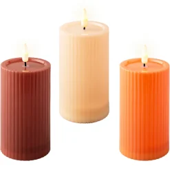 Solar Kerze creme, Kerze mit Rillen,12cm, Lumineo